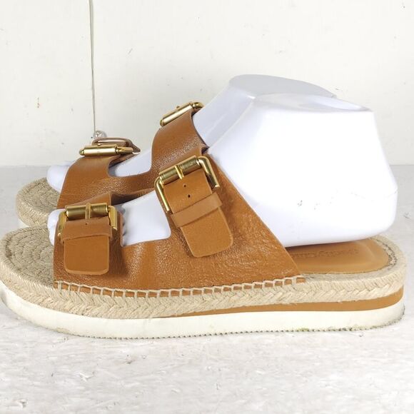 See by Chloe Women's Glyn 38 US7,5 Brown Leather Espadrille Mules Slide Sandals - Picture 2 of 16